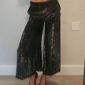 Brand New Yigal Azrouel Liquid Velvet Wide Leg pants in Black Size 0